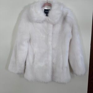 Express White Faux Fur Jacket - XXS Petite